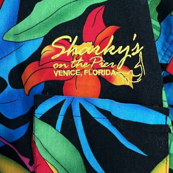 Toucan Dance by Fast Lane VTG Tropical camp Shirt Sharky’s on the Pier Venice - Picture 5 of 7